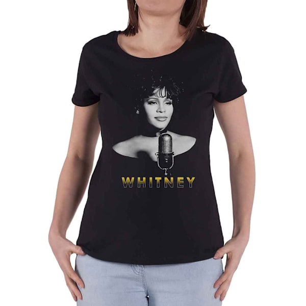 Whitney Houston Dam/Kvinnor Fotografi Bomull T-shirt XL Svart Black XL
