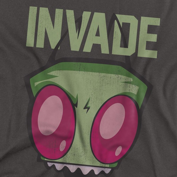 Invader Zim Unisex Vuxen Invade T-Shirt L Kolgrå Charcoal L