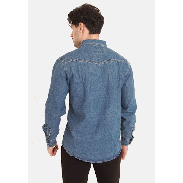 Duke Herr D555 Western Denimskjorta Stor Stenvättad Stonewash Large