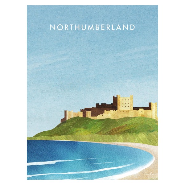 Henry Rivers Northumberland, Bamburgh Castle Canvas Print 50cm Multicoloured 50cm x 40cm