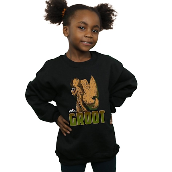 Marvel Girls Avengers Infinity War Groot Karaktär Sweatshirt 1 Black 12-13 Years