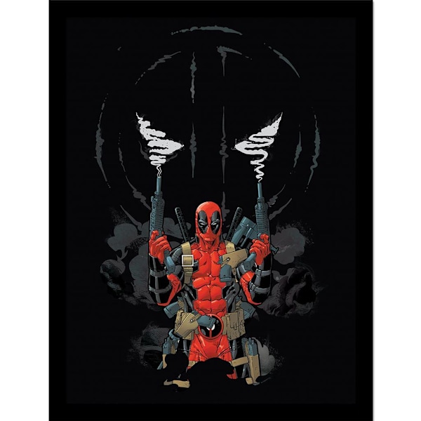 Deadpool Guns inramad affisch 40cm x 30cm Svart/Röd/Vit Black/Red/White 40cm x 30cm