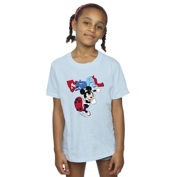 Disney Girls Mickey Mouse Goal Striker Pose Bomull T-shirt 5-6 Baby Blue 5-6 Years