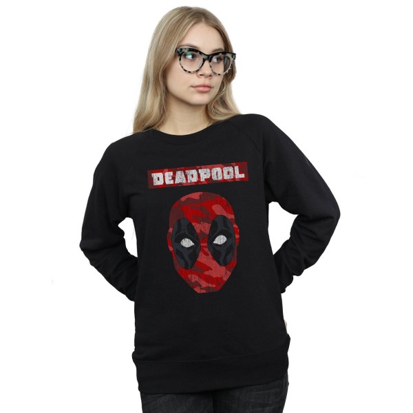 Marvel Dam/Ladies Deadpool Camo Head Sweatshirt L Svart Black L