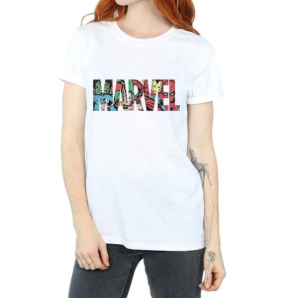 Marvel Comics Dam/Damer Karaktärer Bomull Logotyp Pojkvän T- White XXL