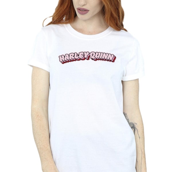 DC Comics Dam/Kvinnor Batman Harley Quinn Logo Bomull Pojkvän White S