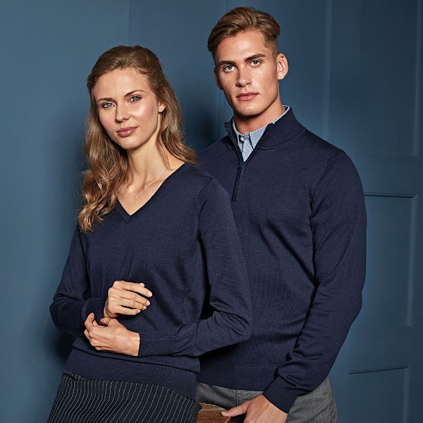 Premier Herr 1/4 Dragkedja Stickad Tröja 4XL Marinblå Navy 4XL