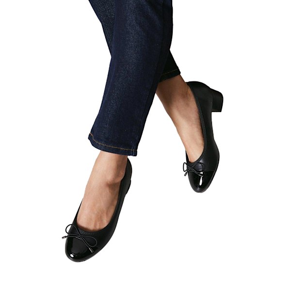 Good For The Sole Dam/Damer Talia Block Heel Ballerina Flat Black 3 UK