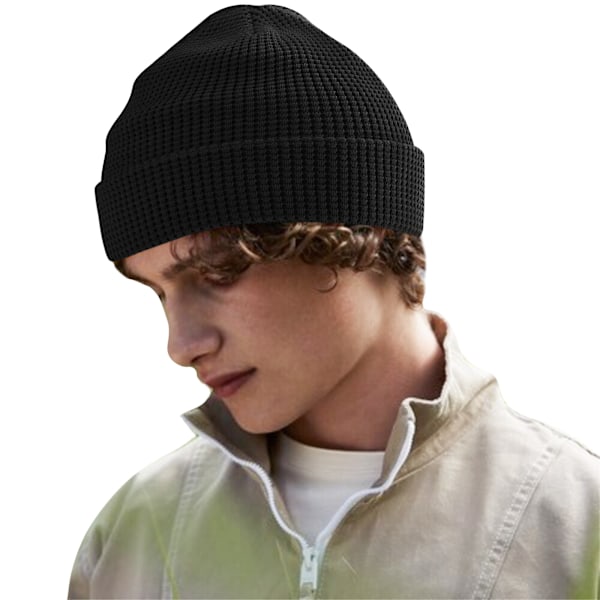 Beechfield Waffle Ekologisk Bomull Mössa One Size Svart Black One Size