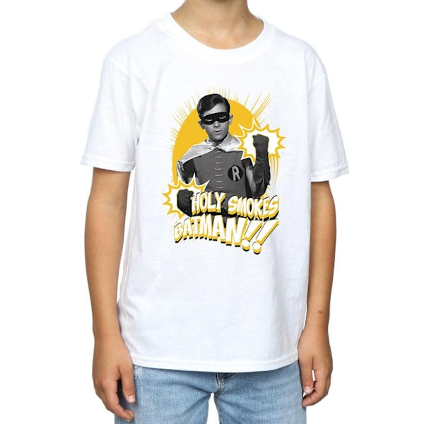 DC Comics Boys Batman TV-serie Robin Holy Smokes T-shirt 9-11 White 9-11 Years