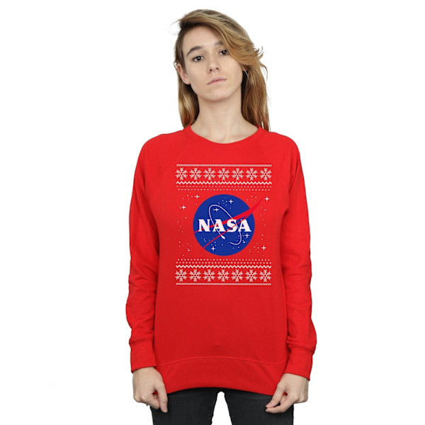 NASA Dam/Kvinnor Klassisk Fair Isle Sweatshirt L Röd Red L