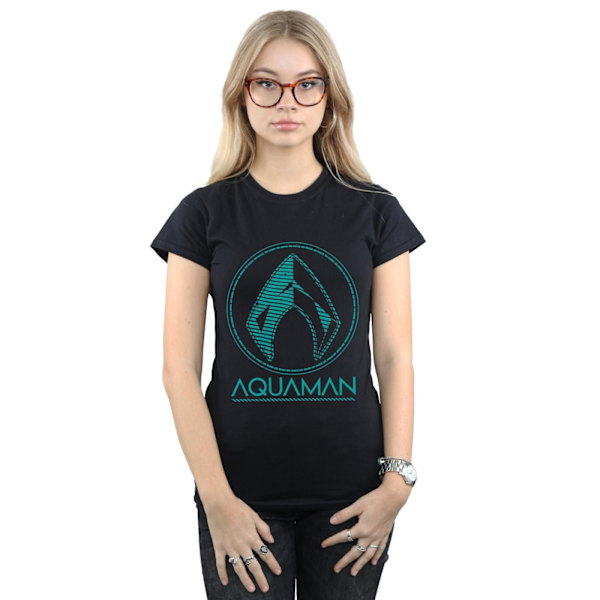 DC Comics Dam/Kvinnor Aquaman Aqua Logo Bomull T-shirt L Svart Black L