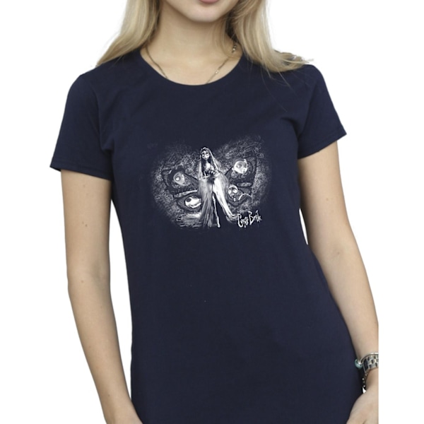 Corpse Bride Dam/Damer Emily Butterfly Bomull T-shirt L Nav Navy Blue L