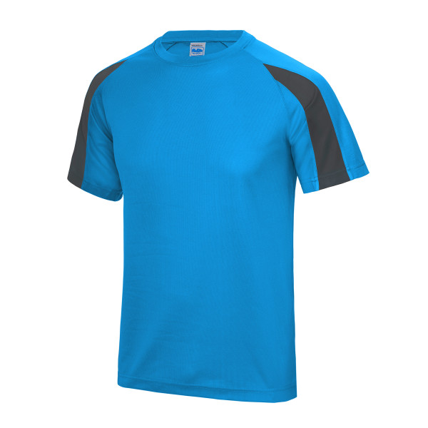 Just Cool Mens Contrast Cool Sports Plain T-Shirt M Sapphire Bl Sapphire Blue/ Charcoal M