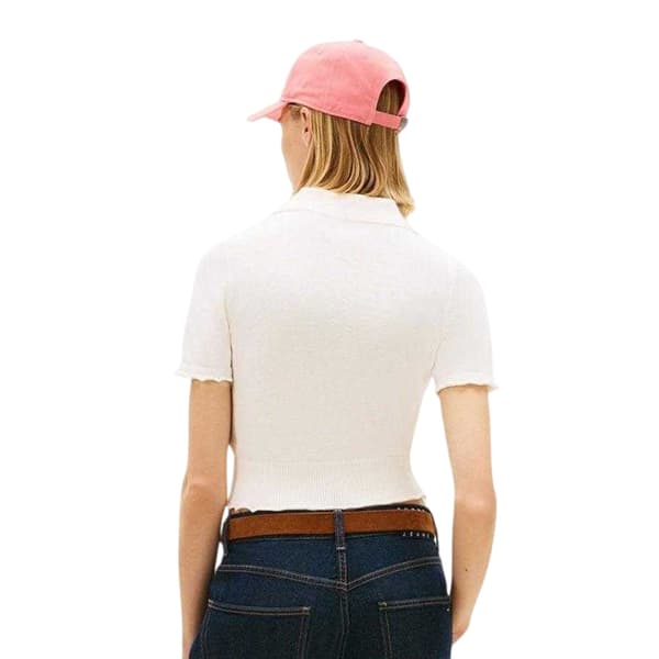 Tommy Jeans Dam/Dam Logotyp Pikétröja 8 UK Vit White 8 UK