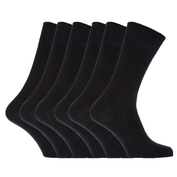 Herr 100 % bomull, icke-elastisk topp med mjukt grepp (pack om 6) Black UK Shoe 11-14, EUR 45-49