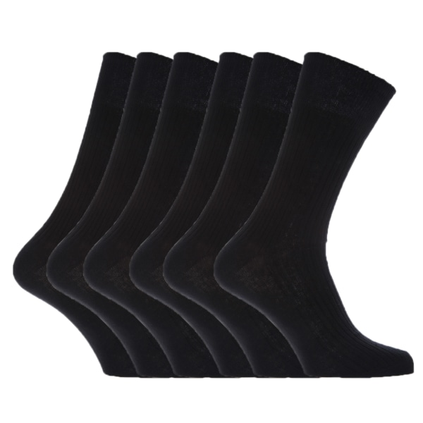 Herr 100 % bomull, icke-elastisk topp med mjukt grepp (pack om 6) Black UK Shoe 6-11, EUR 39-45