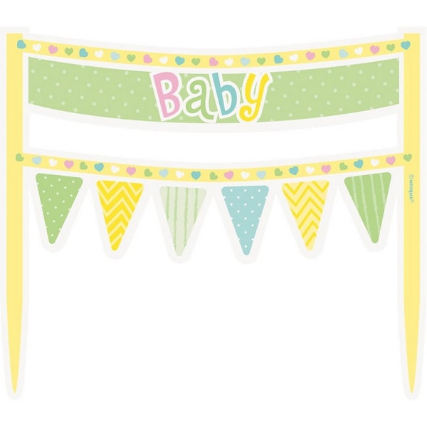 Unik Party Banner Baby Shower Cake Topper One Size Gul/Gre Yellow/Green One Size