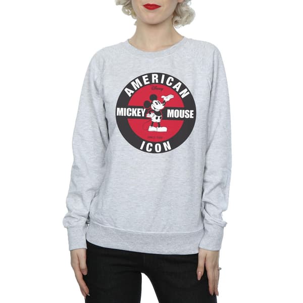 Disney Dam/Kvinnor Mickey Mouse American Icon Sweatshirt L Han Heather Grey L