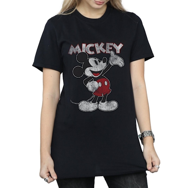 Disney Dam/Kvinnor Presenterar Mickey Mouse Bomull Boyfriend T-Shirt S Black S