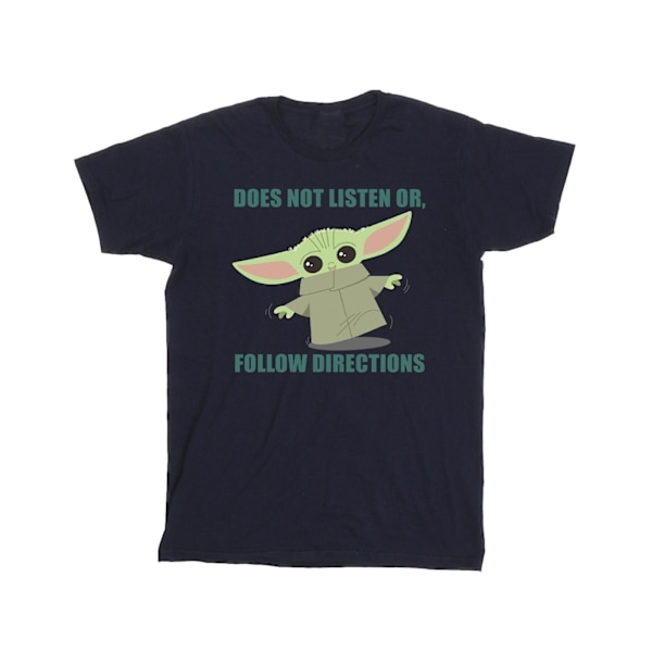 Star Wars Girls The Mandalorian Grogu Lyssnar Inte Bomull T- Navy Blue 12-13 Years