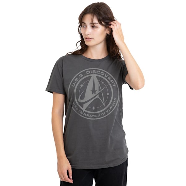 Star Trek: Discovery Unisex Vuxen Discovery Crest T-Shirt M Cha Charcoal M