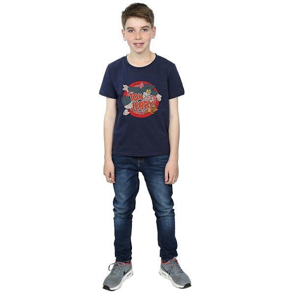 Tom och Jerry Pojkar Klassisk Catch Bomull T-shirt 7-8 År Marinblå Navy Blue 7-8 Years