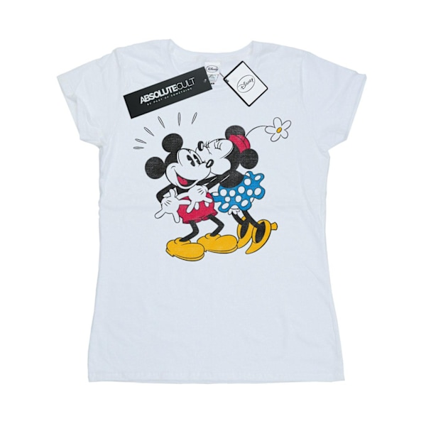 Disney Dam/Dam Mickey Och Minnie Kyss Bomull T-shirt XL W White XL