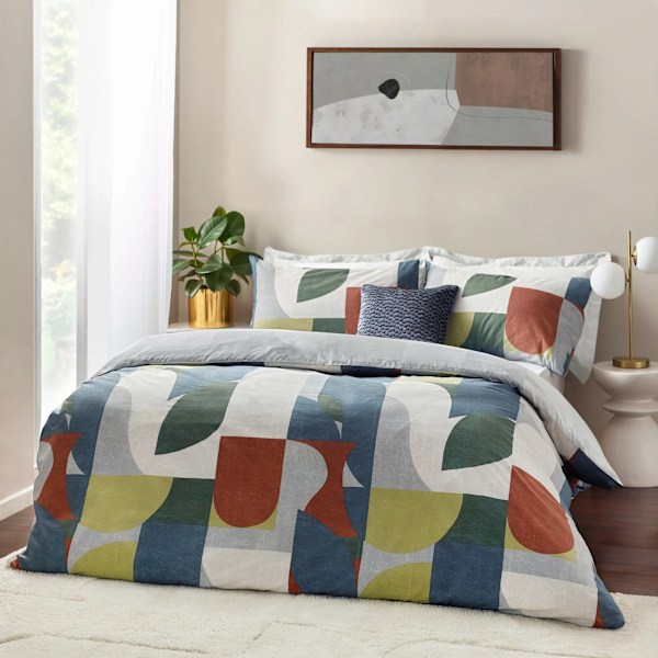 Hoem Siresa Geometrisk Påslakanset Enkelsäng Flerfärgad Multicoloured Single