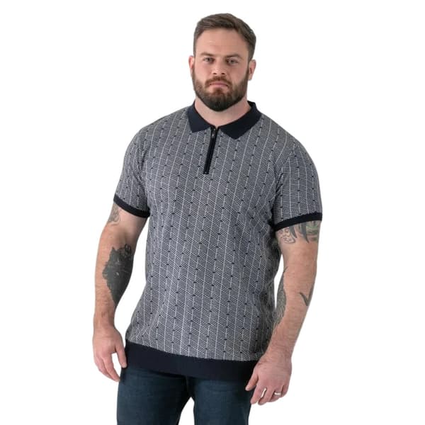 Duke Herr Perry D555 Stickad Jacquard Quarter Zip Kingsize Pikétröja Navy 3XL