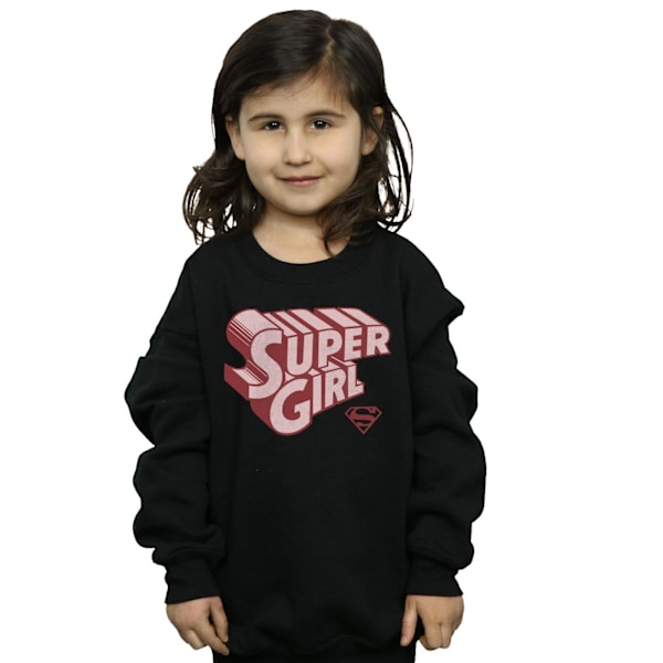 DC Comics Girls Supergirl Retro Logo Sweatshirt 12-13 år Bla Black 12-13 Years