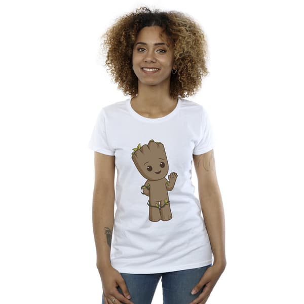 Marvel Dam/Dam I Am Groot Söt Groot T-shirt i bomull M Vit White M