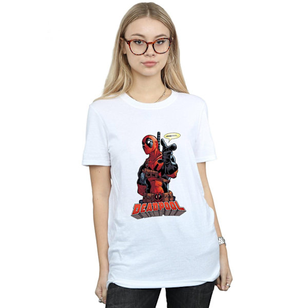 Deadpool Damtröja för kvinnor/damer Hey You i bomull, pojkvänmodell, XXL, vit White XXL