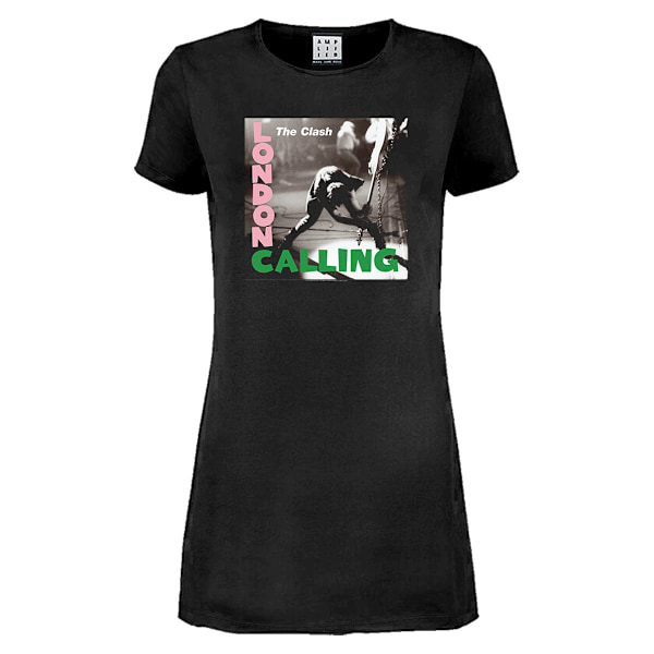 Amplified Womens/Ladies London Calling The Clash T-Shirt Klänning Charcoal S