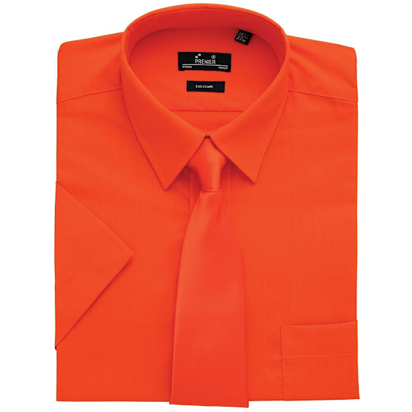 Premier Mens Short Sleeve Formal Poplin Plain Work Shirt 16 Ora Orange 16