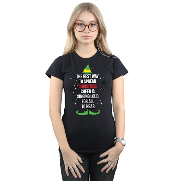 Elf Dam/Kvinnors Julglädje Text Bomull T-shirt L Svart Black L