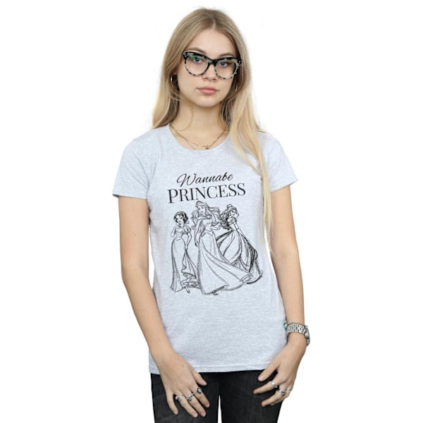 Disney Princess Dam/Damer Wannabe Princess Bomull T-shirt S Sports Grey S