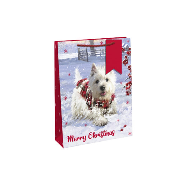 Eurowrap West Highland Terrier Julgåväska (12-pack) White/Red XL