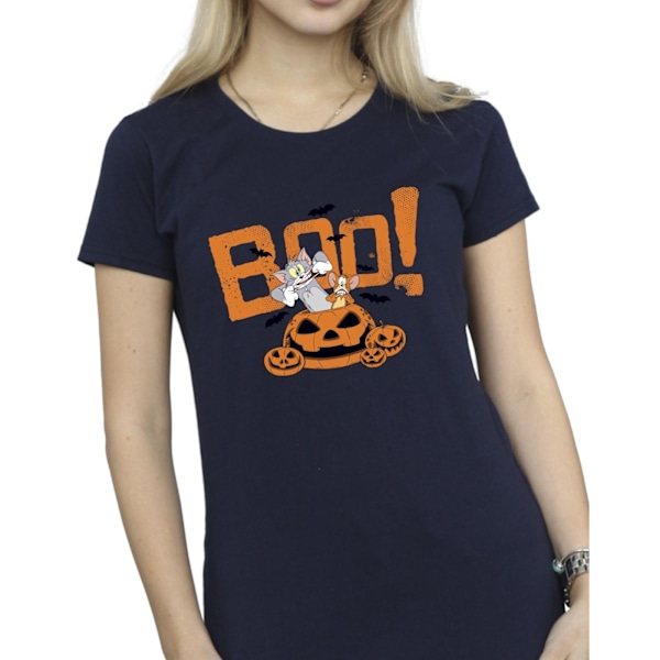 Tom & Jerry Dam/Damer Halloween Boo! Bomull T-shirt XXL Marinblå Navy Blue XXL