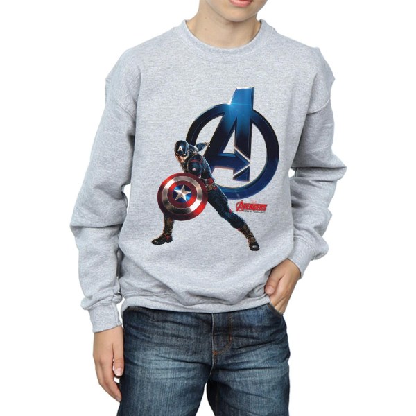 Marvel Boys Captain America Pose Sweatshirt 5-6 år Sports Grå Sports Grey 5-6 Years