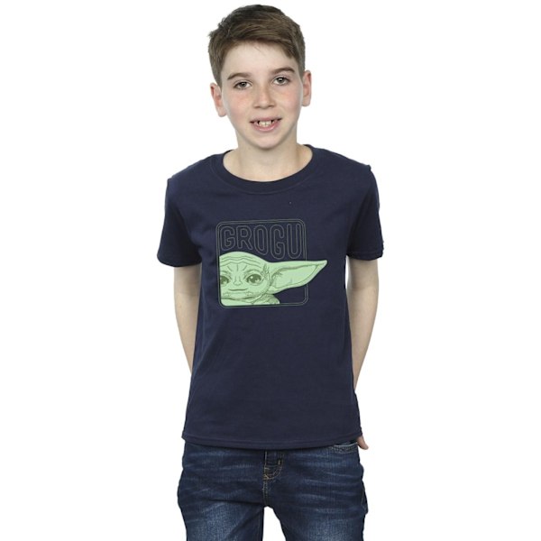 Star Wars Boys The Mandalorian Grogu Box T-Shirt 7-8 år Marinblå Navy Blue 7-8 Years