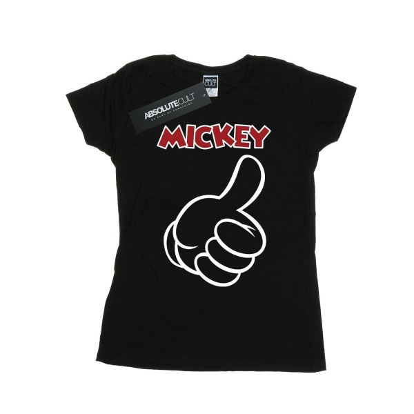 Disney Mickey Mouse tummen upp för damer/damer T-shirt i bomull L Bl Black L