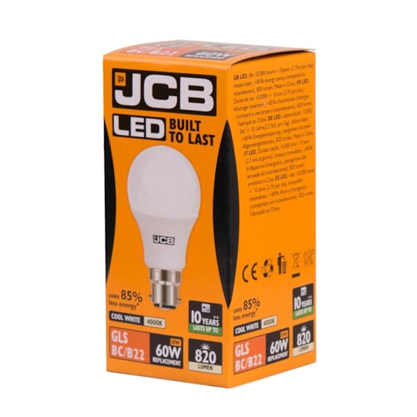 JCB LED A70 B22 Glödlampa 10w Kallt Vit Cool White 10w