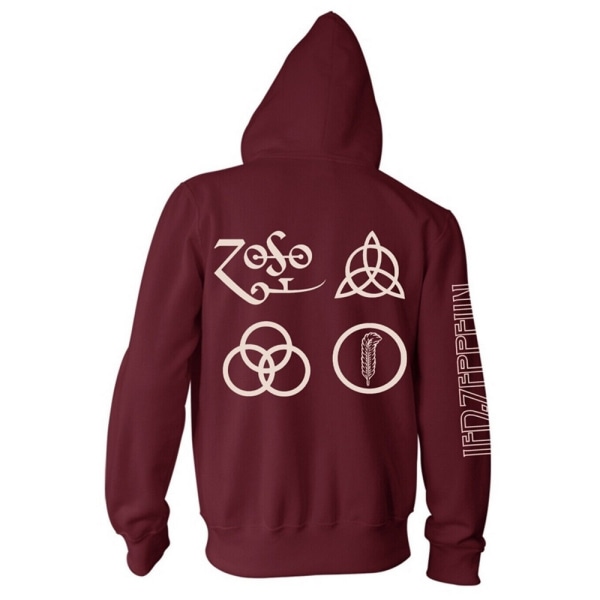 Led Zeppelin Unisex Adult Symbols Hoodie S Maroon Maroon S