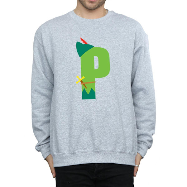Disney Mens Alphabet P Is For Peter Pan Sweatshirt L Sports Grå Sports Grey L