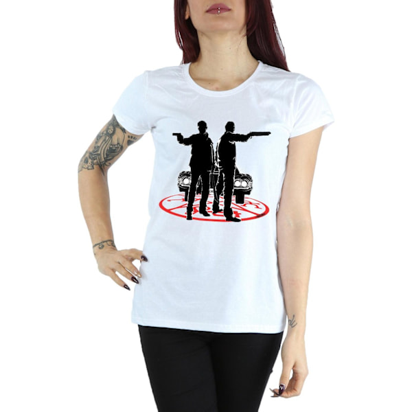 Supernatural Dam/Kvinnor Sam Och Dean Silhuett Bomull T-shirt White L