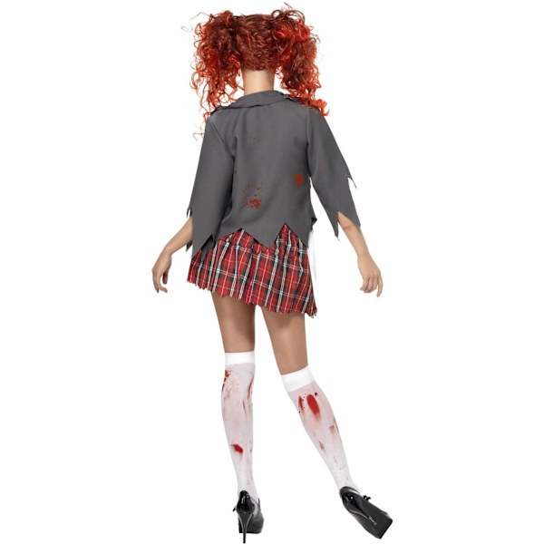 Smiffys Dam/Dam Högstadie Skräck Zombie Skolflicka Cos Grey/White/Red S