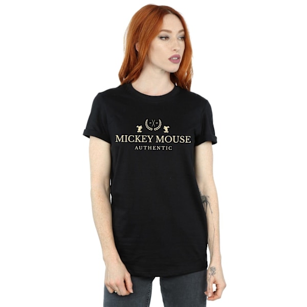 Disney Dam/Kvinnor Mickey Mouse Äkta Bomull Boyfriend T- Black L