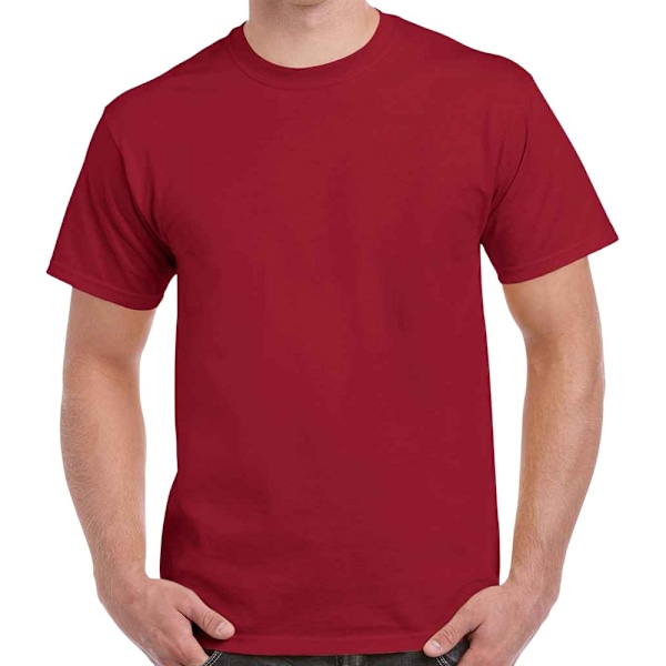 Gildan Herr T-shirt i Tjock Bomull Storlek L Kardinalröd Cardinal Red L