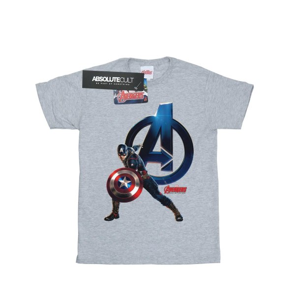 Marvel Girls Captain America Pose T-shirt i bomull 7-8 år Spor Sports Grey 7-8 Years